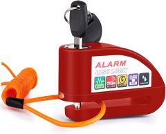 VINZ Elbroes Scheibenbremsschloss mit Alarm - Rot